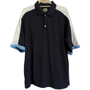 Bolle Golf Tech Polo Shirt Mens Navy Blue White Short Sleeve Golf Shirt Size XL